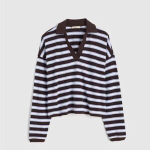 NWT S Madewell Maumau Polo purple stripe